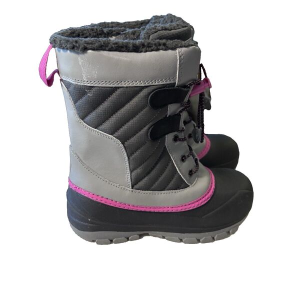 All in Motion Girl’s Shay Zip Lace-Up Winter Boots Gray/Pink - Size 1 - Picture 7 of 15